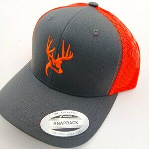 Deer Buck Hunter Trucker Mesh Snapback Hat Cap Hi-Vis Orange